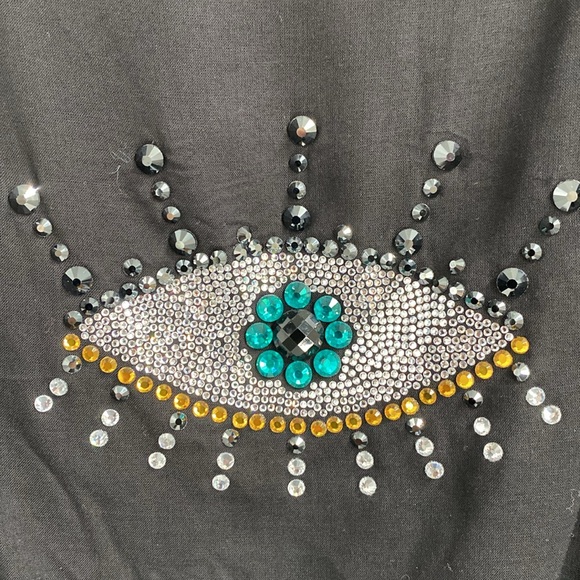 Kurt Geiger London Black Evil Eye Embellished Swim Cover Up Kaftan Size Medium - Picture 6 of 11